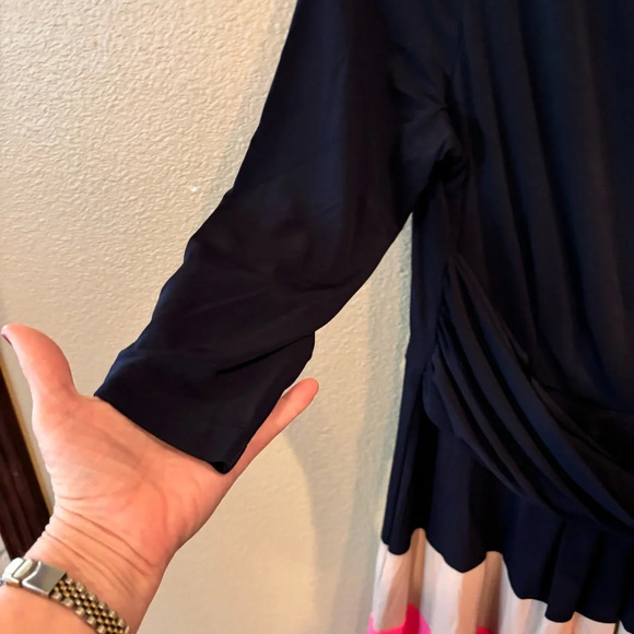 NWT Jessica Howard Front Crossover Dress in Navy/Multi, size 12P, Office Church - Picture 4 of 10